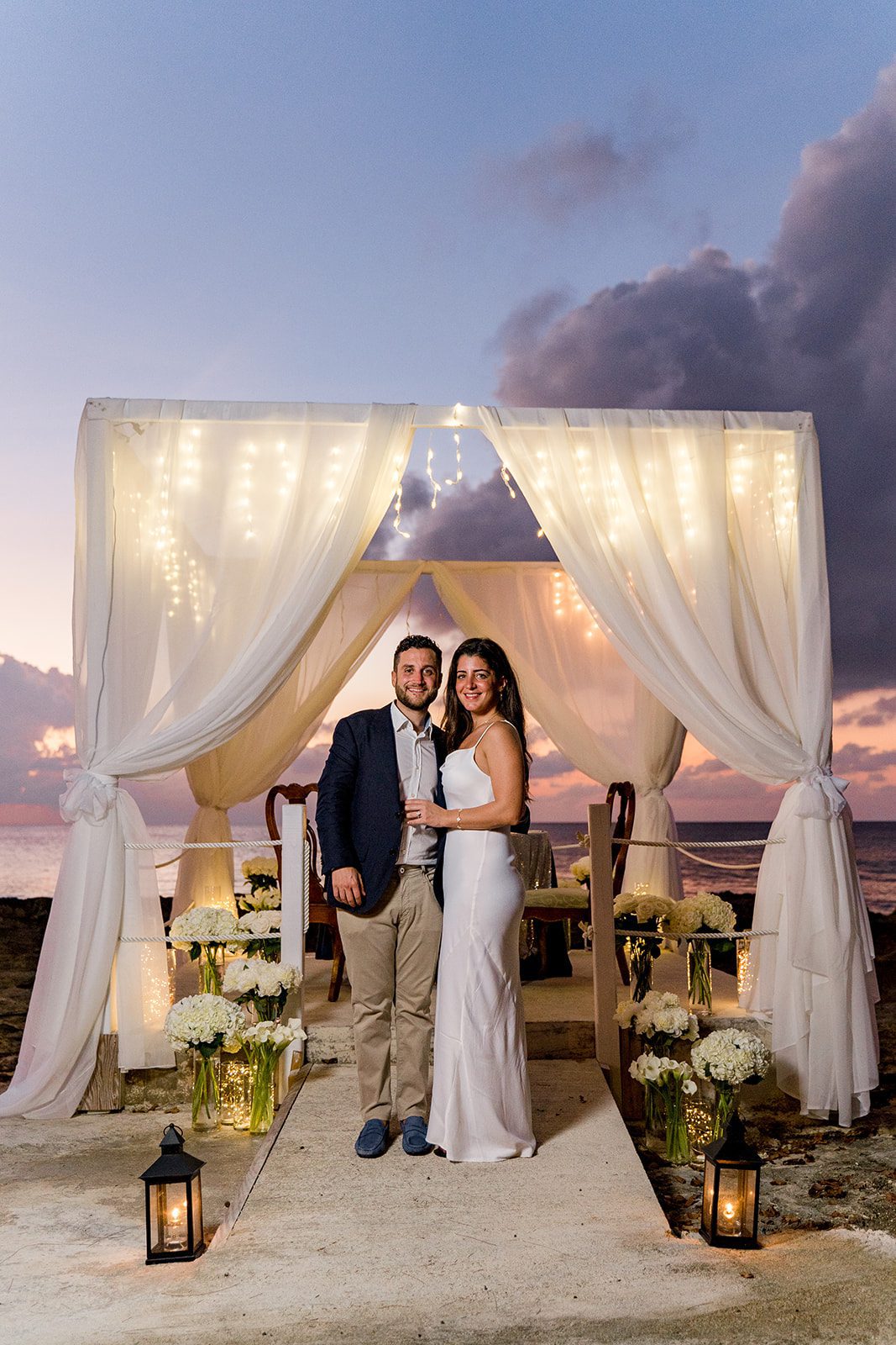 romantic beach cabana wedding proposal grand cayman