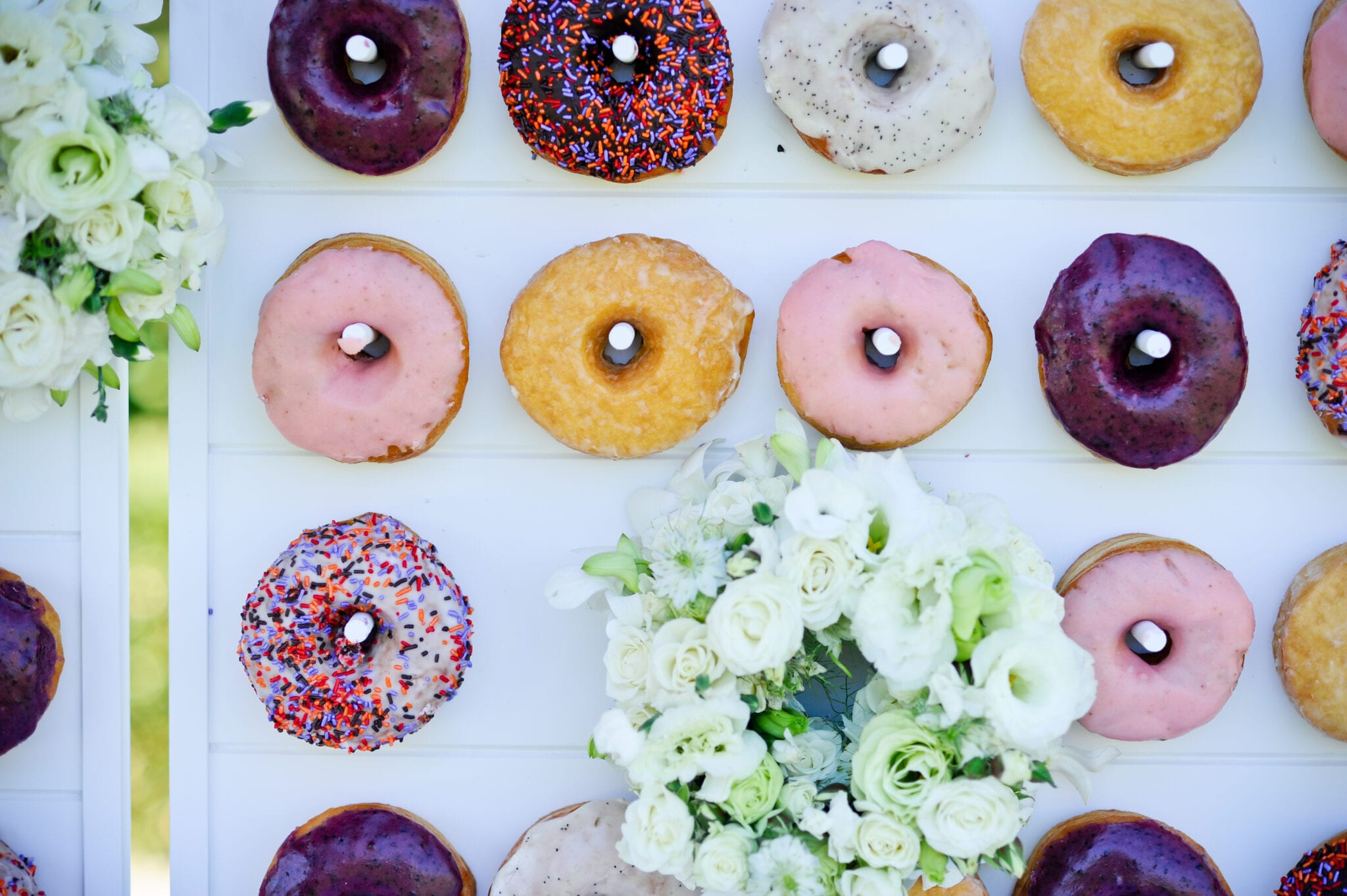 donut wall with flowers