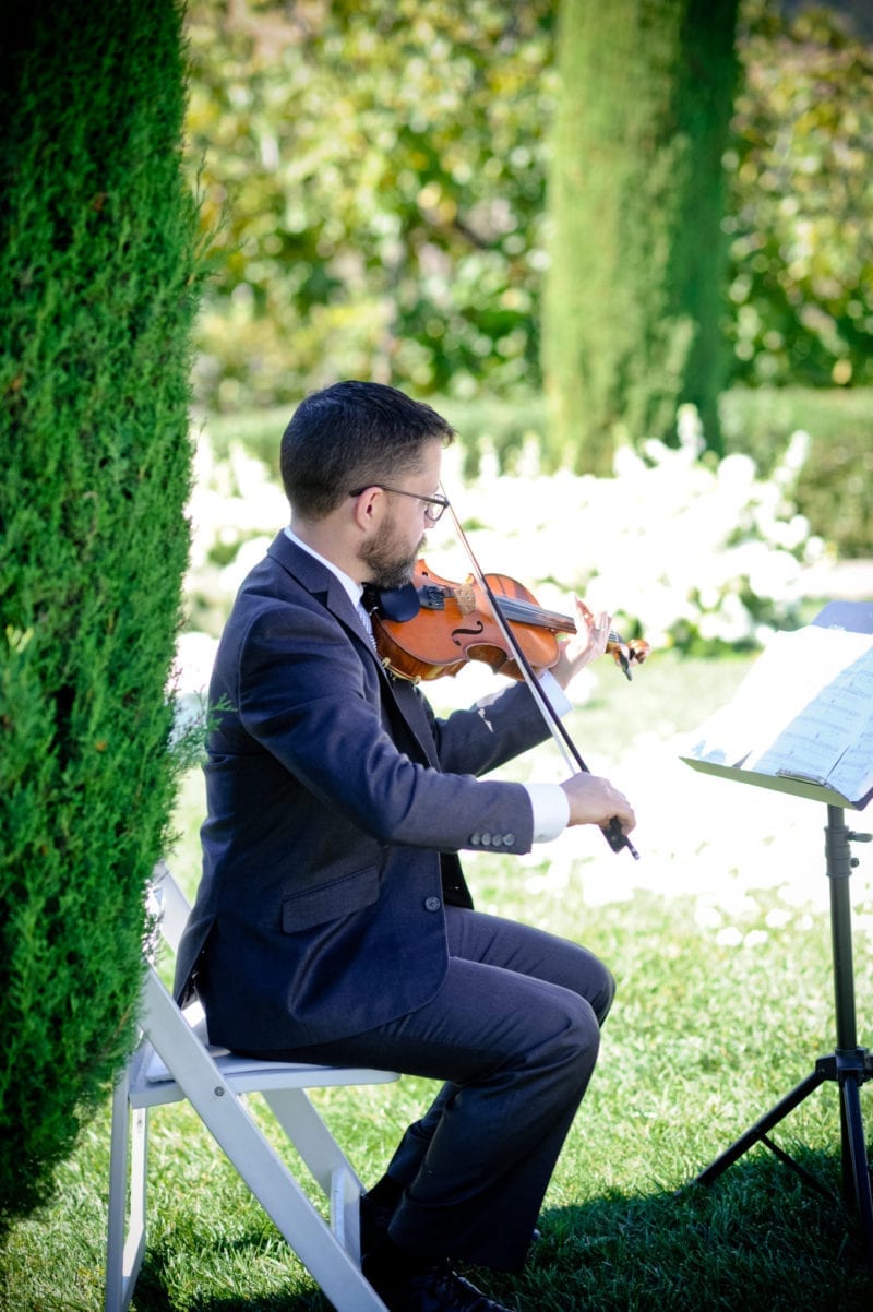 violinist playing at proposal