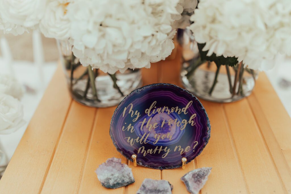 geode proposal in the sand