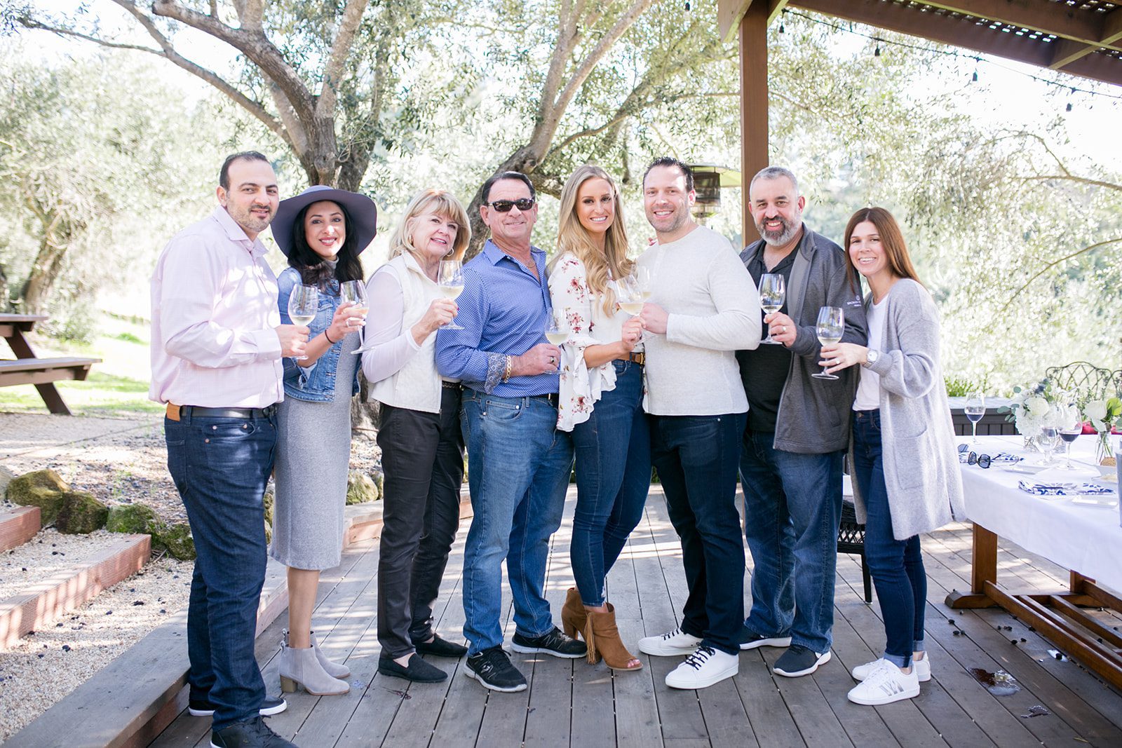 Family celebrating engagement