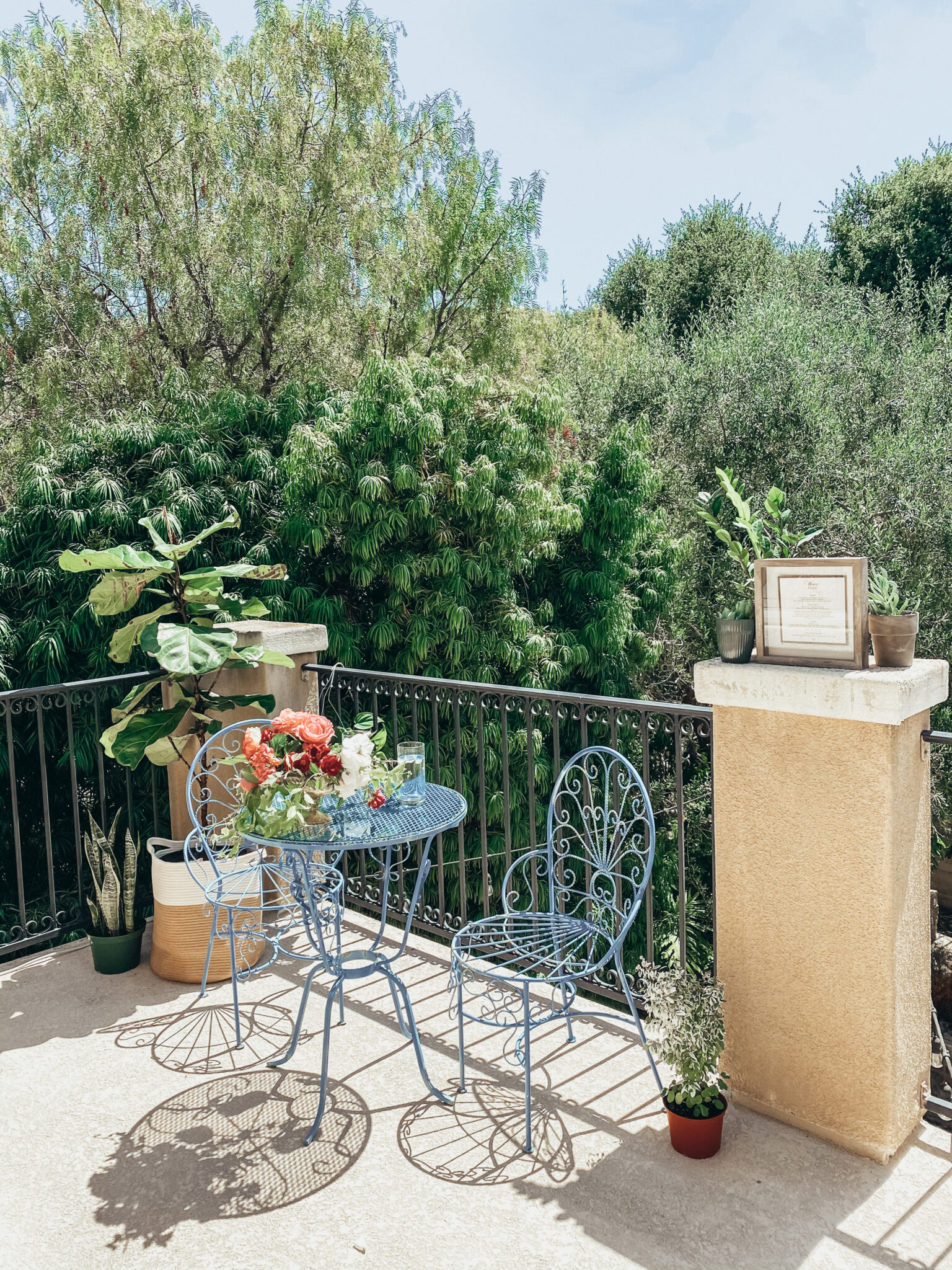 pretty table on balcony