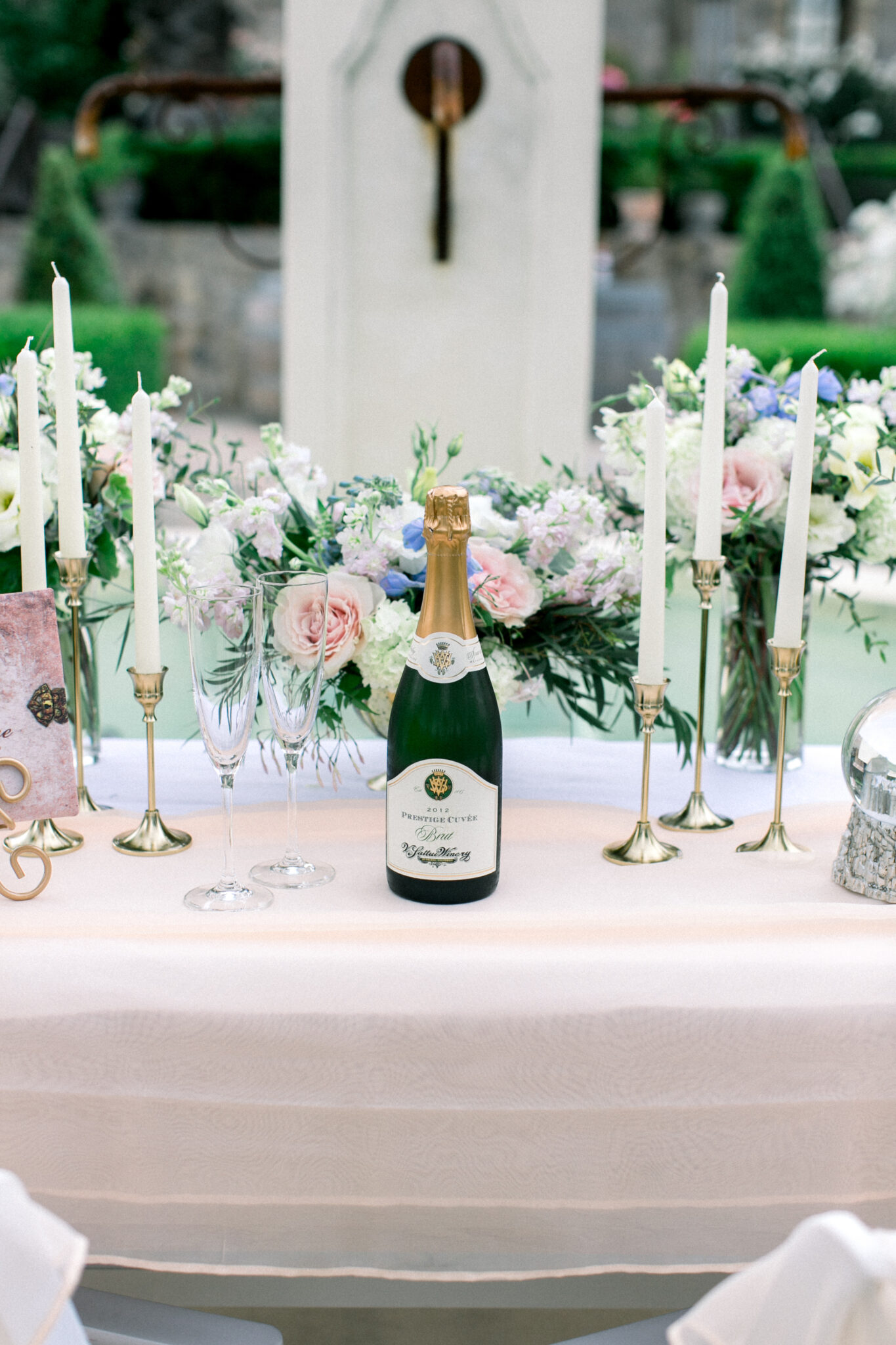 champagne on a romantic table