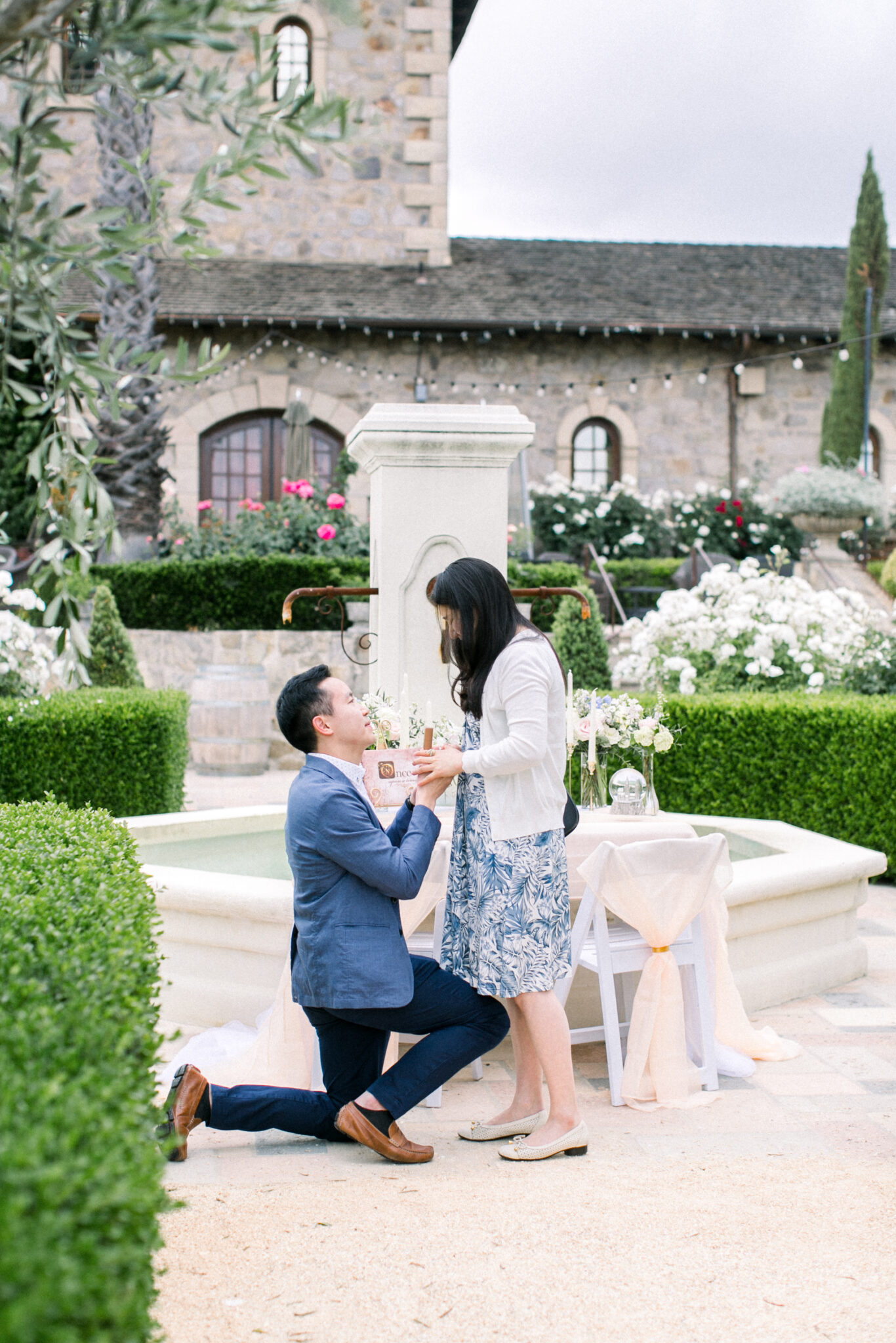 man proposing at winery