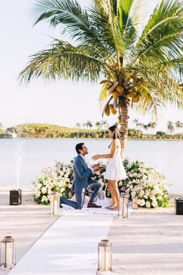 Miami private beach marriage proposal