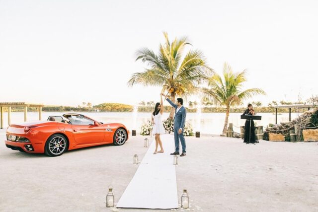 Miami private beach marriage proposal