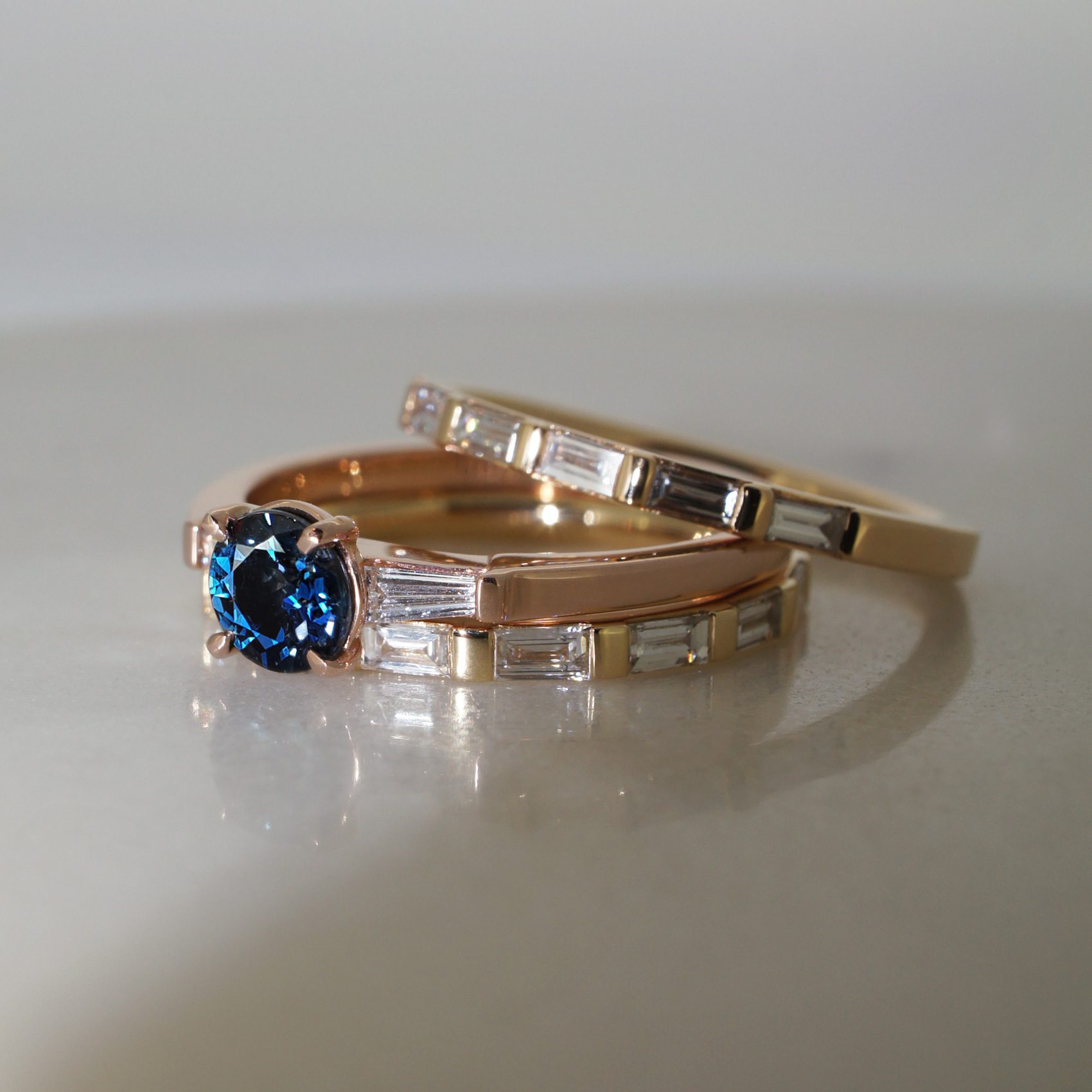 Colored stone engagement ring