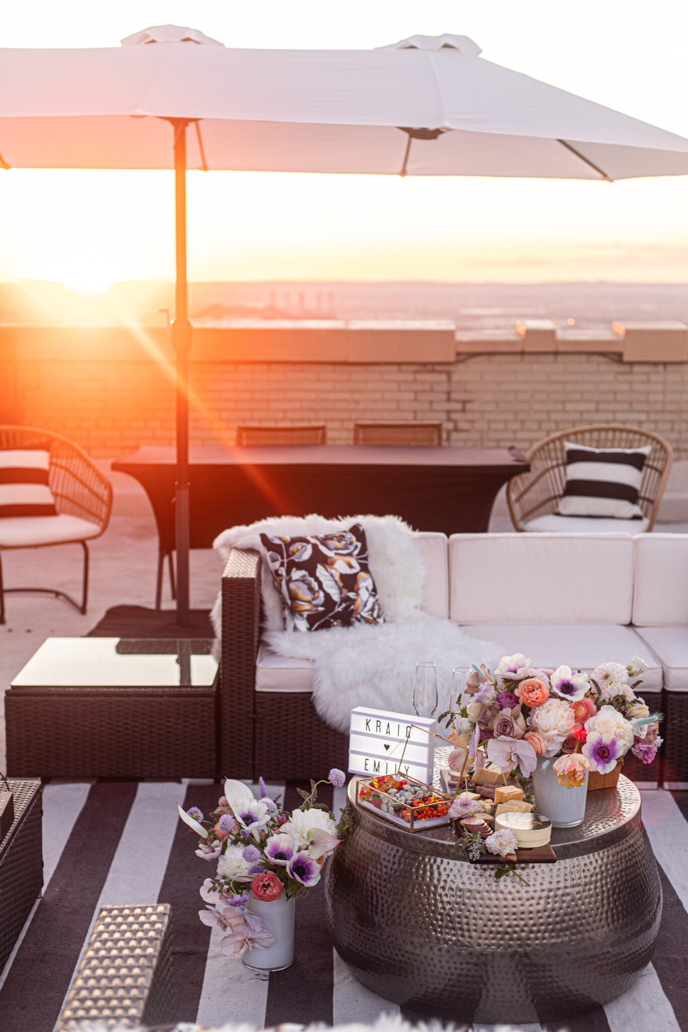 new jersey rooftop proposal with movie snacks