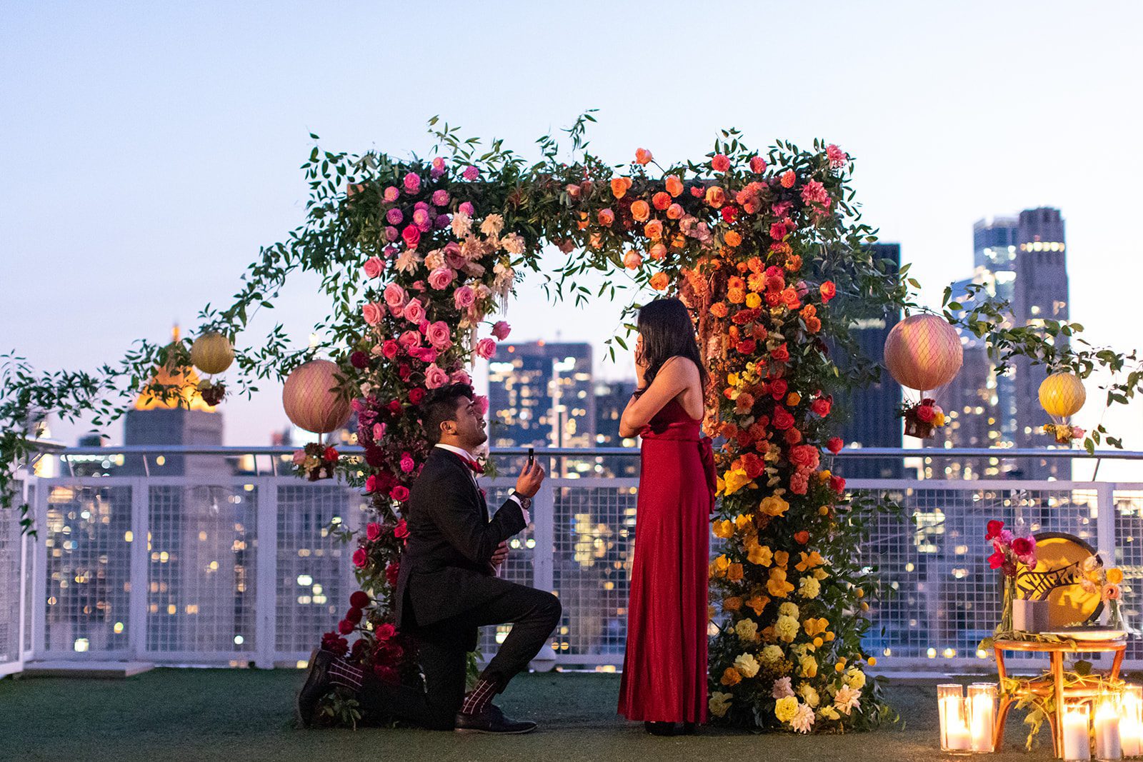 rooftop surprise proposal set up by the yes girls