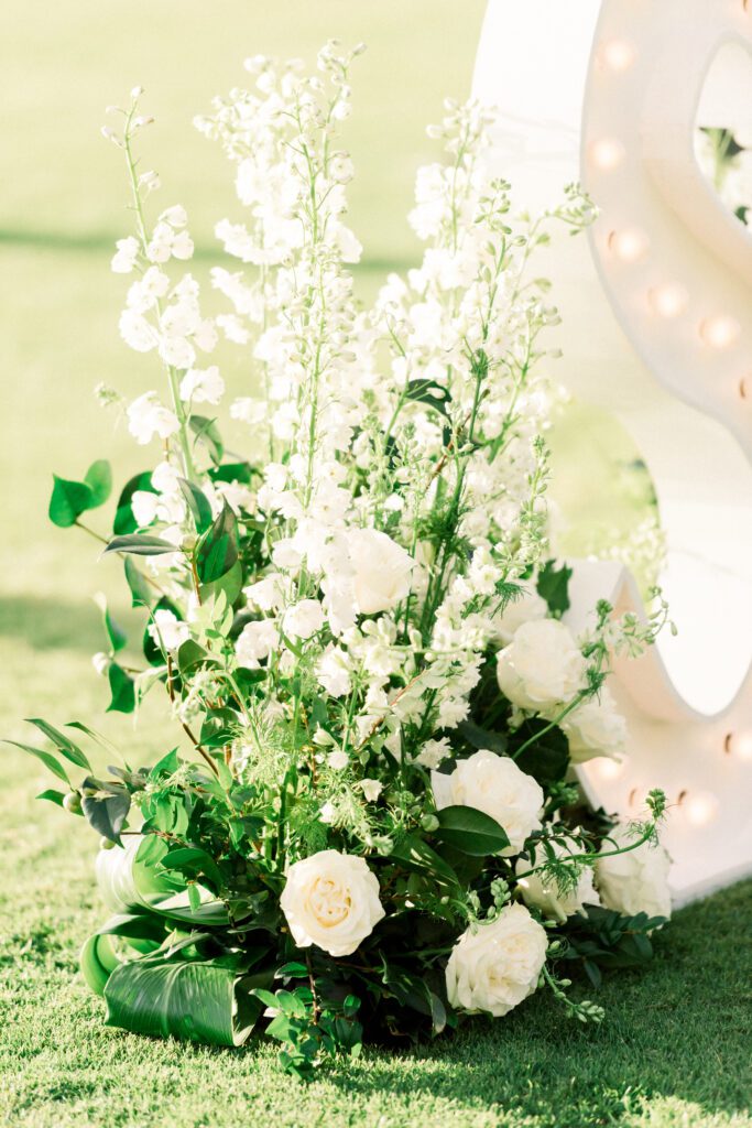 white and green florals 