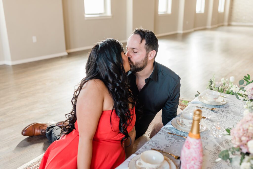 first kiss as engaged couple 