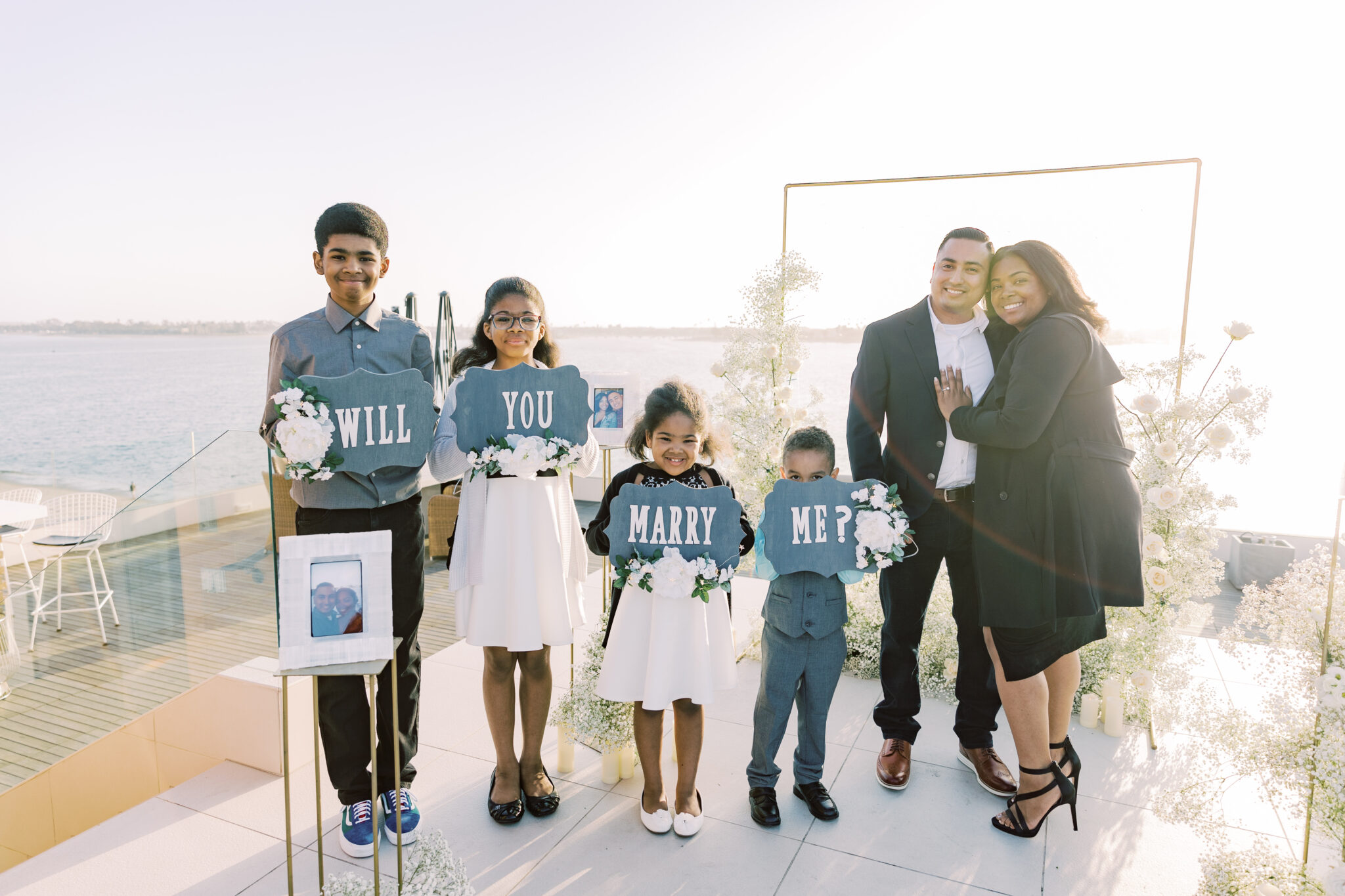 family involved in marriage proposal in san diego