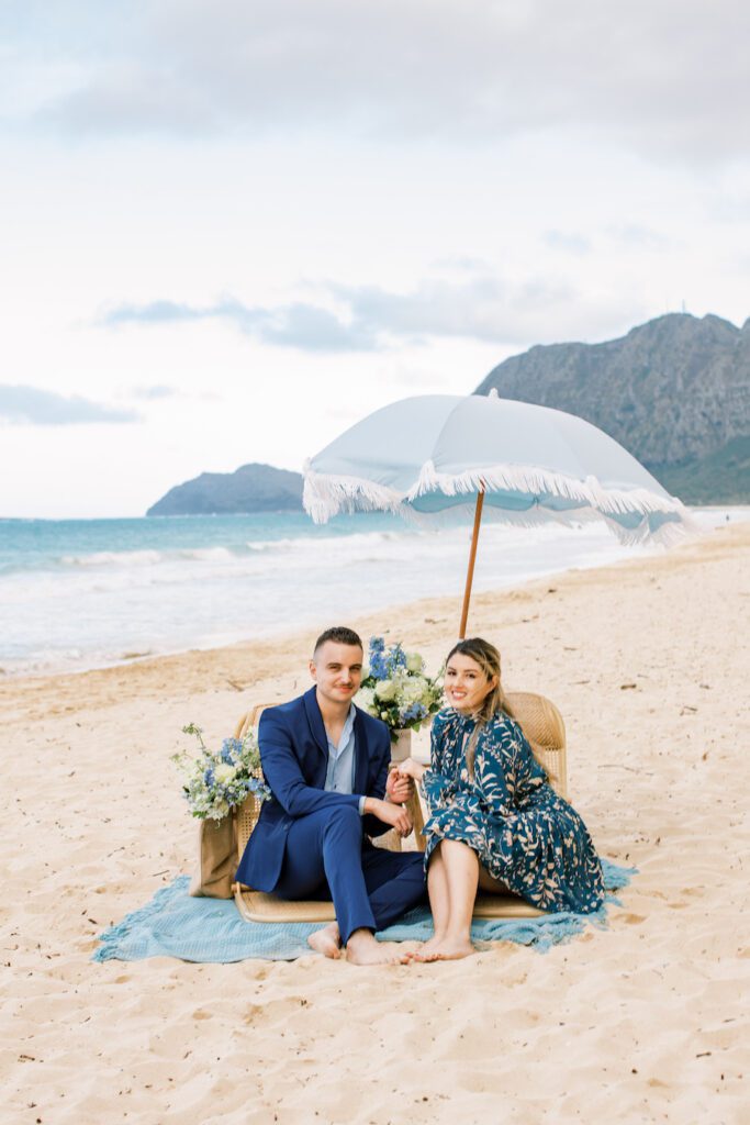 Couple posing for photo after engagement