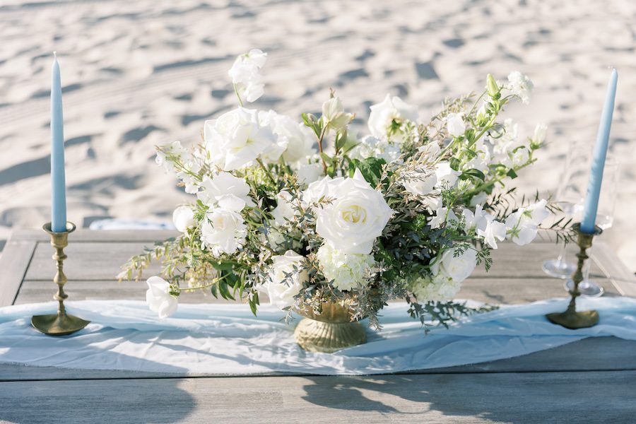 white and green flowers proposal in san diego 