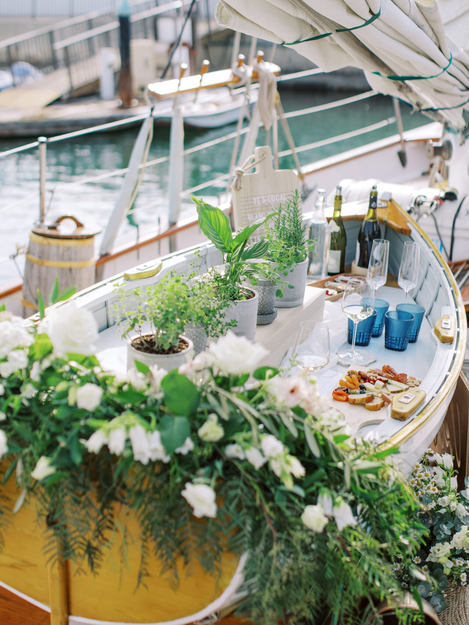 Yes Local Boat displaying wine and food