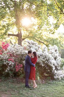 stunning couple in central park after getting engaged
