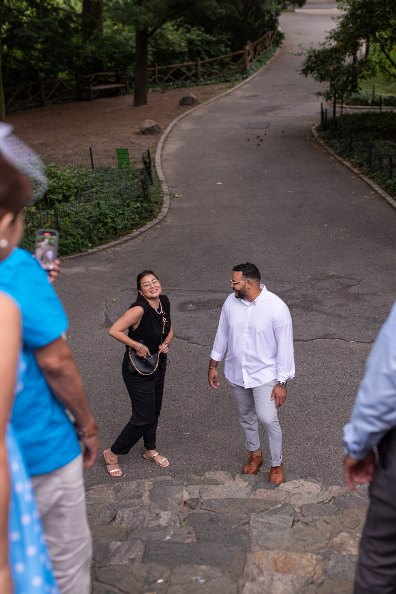 Couple in central park about to get engaged