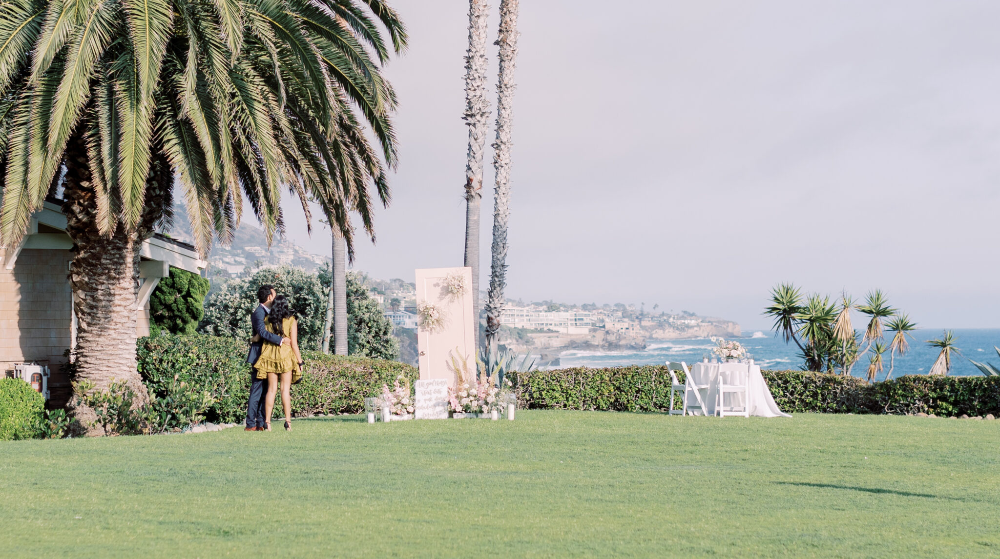 couple about to get engaged in laguna beach at montage