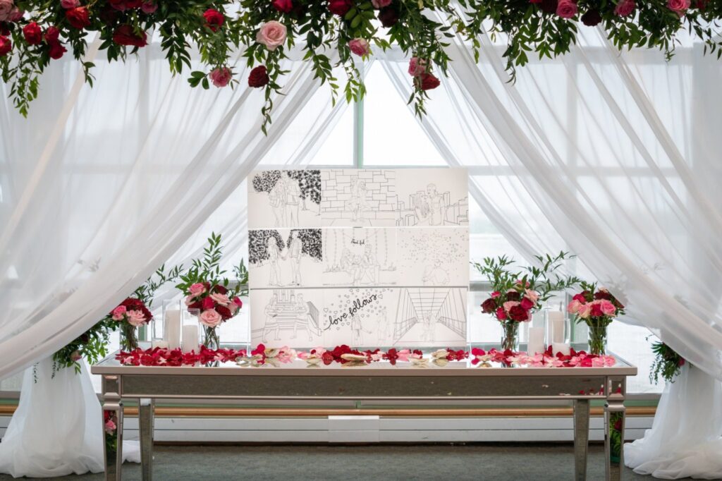 red rose tablescape