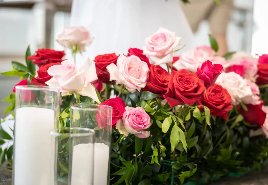 red roses and candles