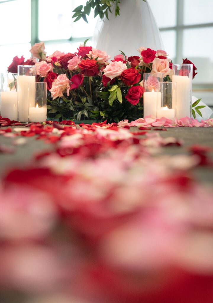 red roses and candles