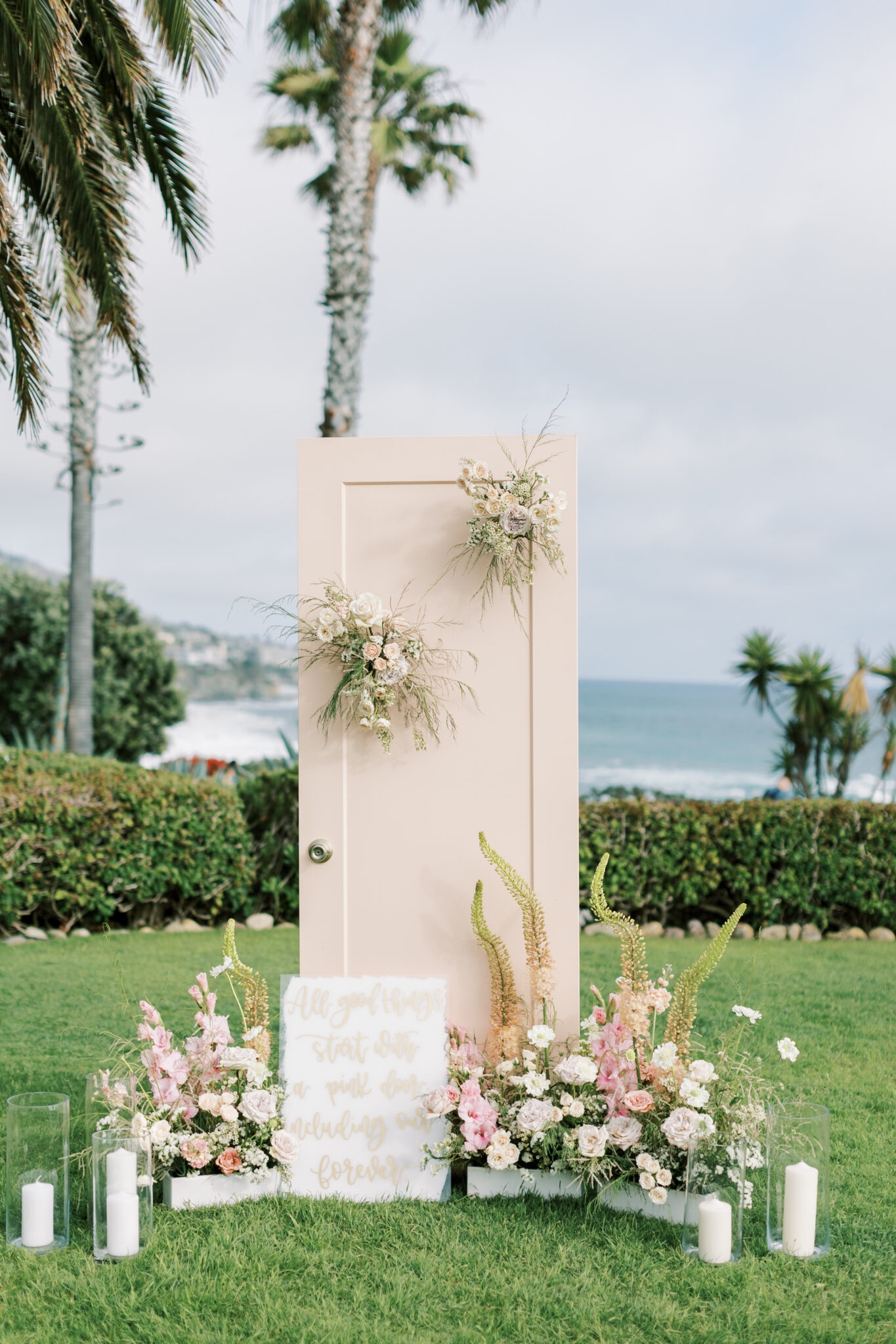 wedding proposal set up at montage lawn in laguna beach