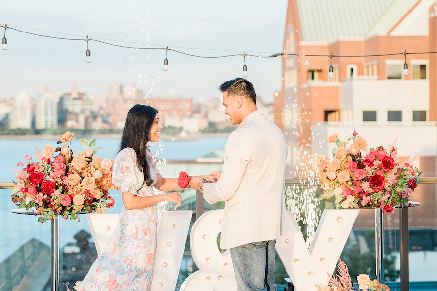 luxury proposal on rooftop in NY