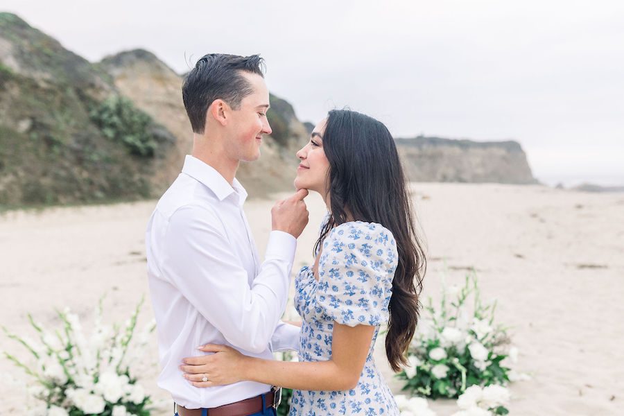 couple proposal story at half moon bay