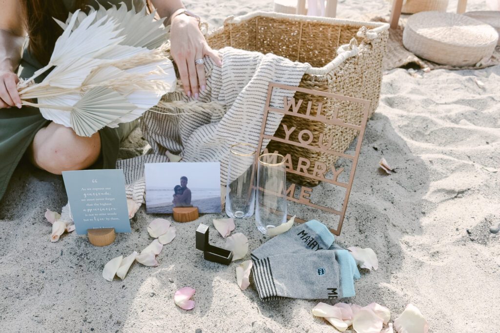marry me decor and box by the yes girls on beach