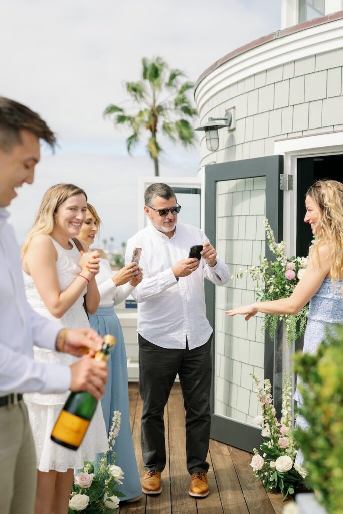 family celebrating proposal