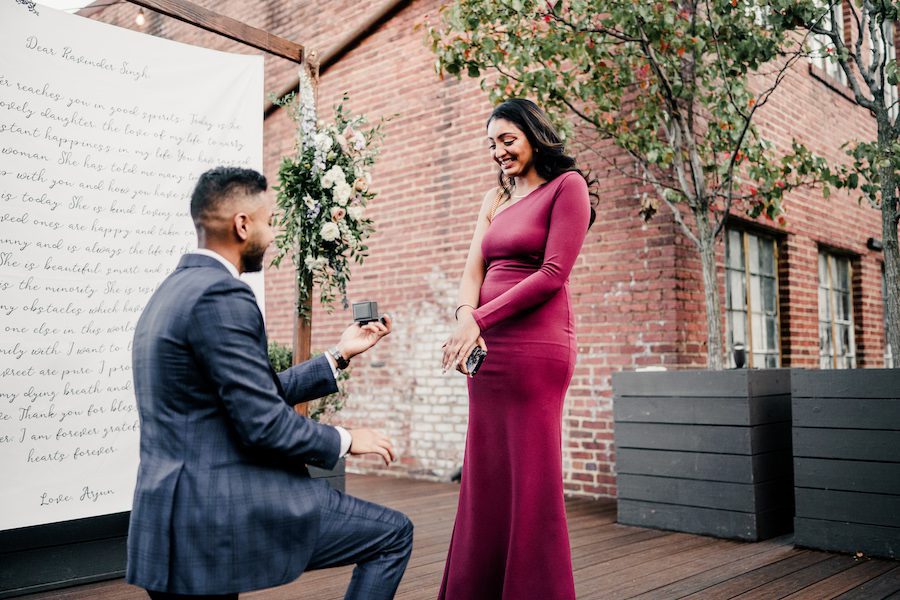 romantic rooftop proposal in Washington DC