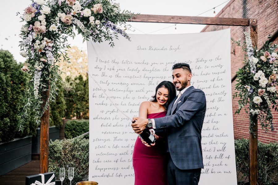 couple celebrating proposal in Washington DC