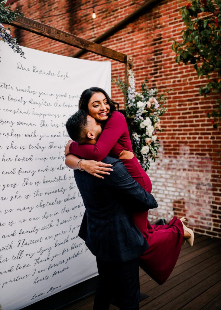 romantic rooftop proposal in Washington DC