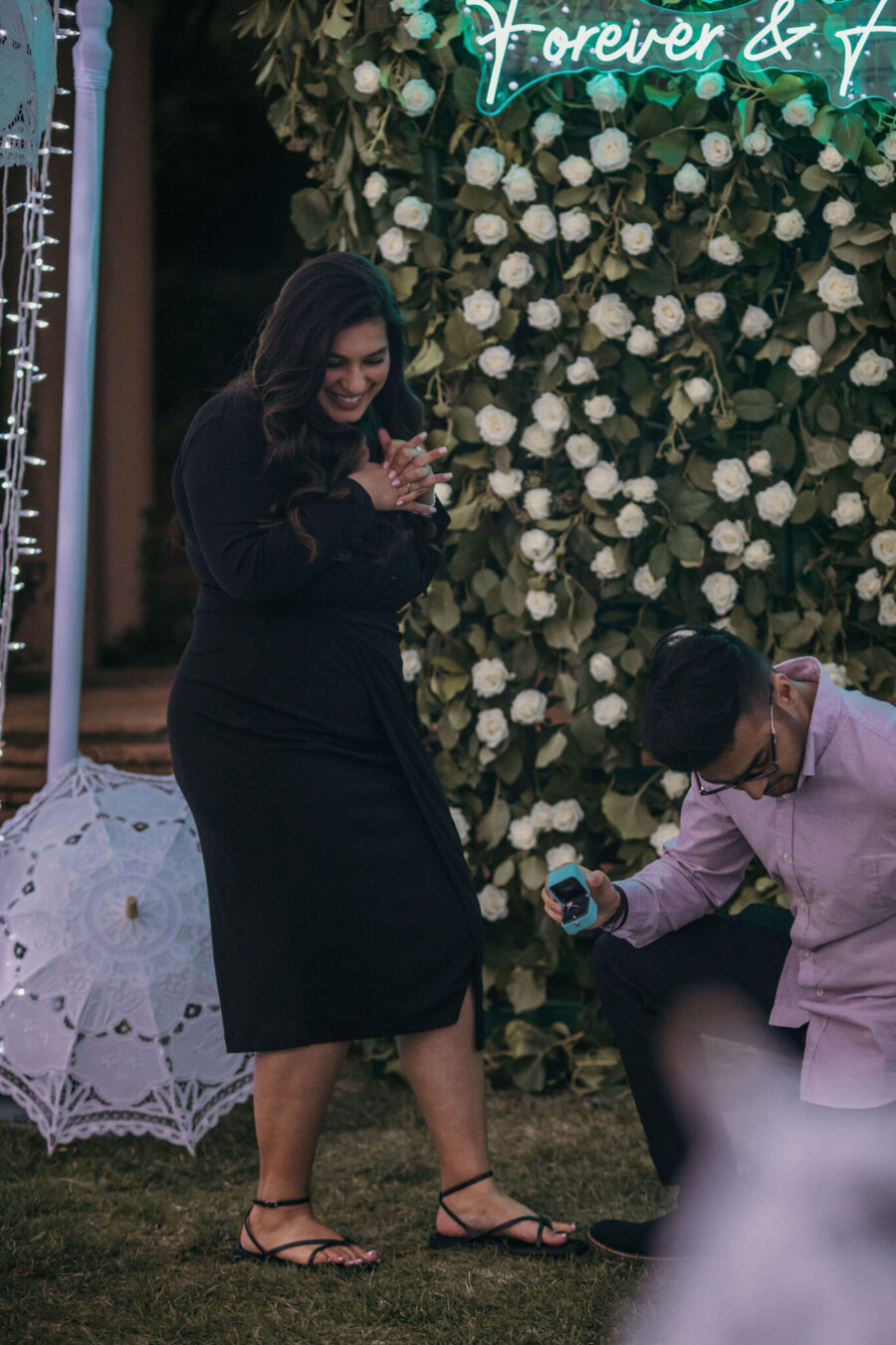 marriage proposal flower wall proposal carmel california proposal california proposal light tunnel umbrella proposal neon light proposal forever and always proposal down on one knee