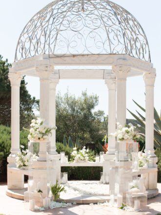 Enhanced Classic floral set up at Monarch Beach Gazebo by the yes girls