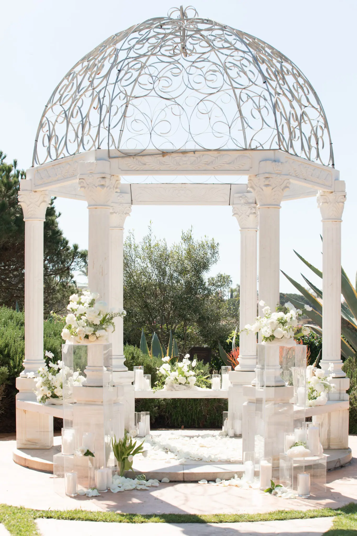Enhanced Classic floral set up at Monarch Beach Gazebo by the yes girls