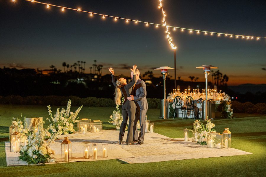 Private dance floor under market lights 