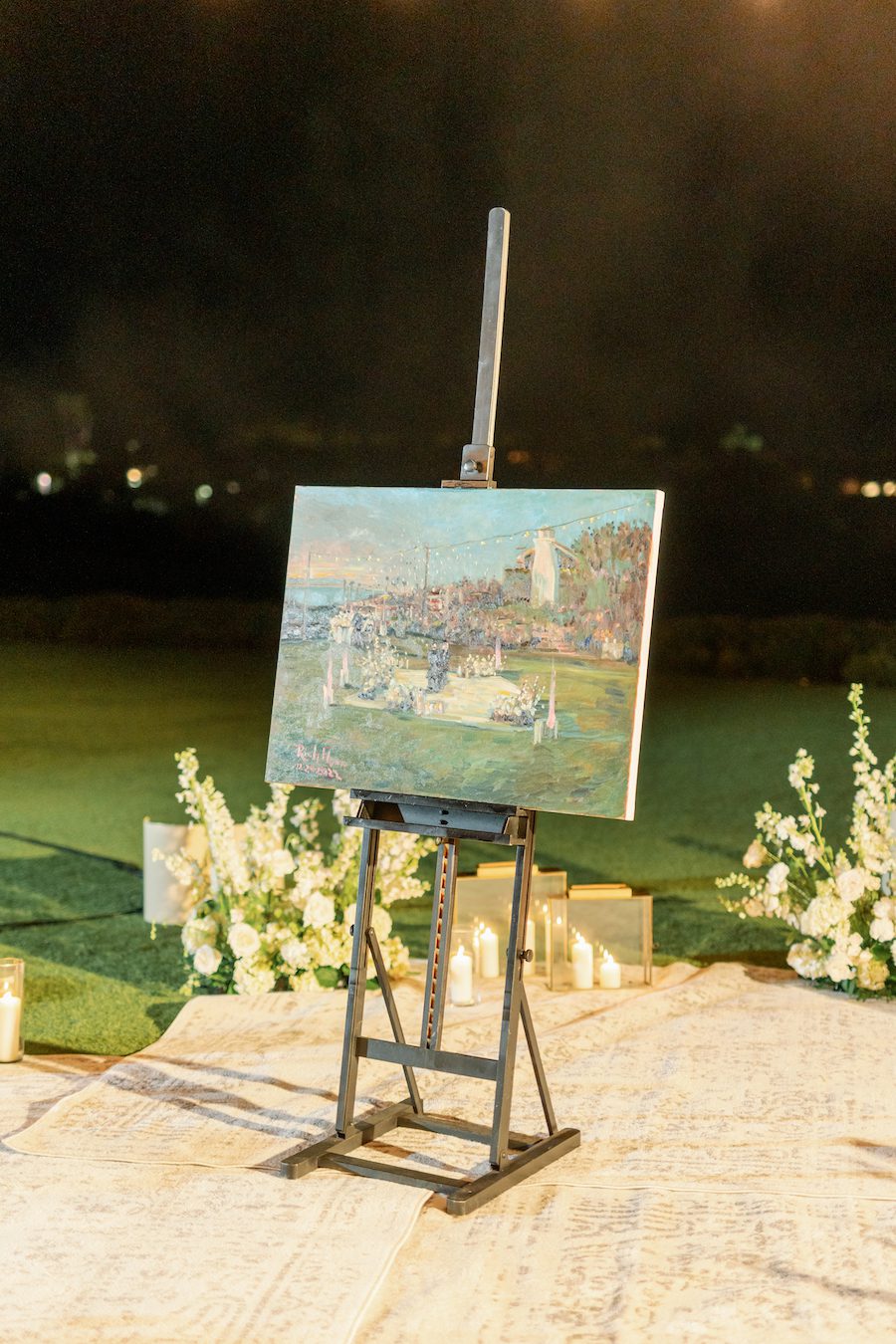 Live painting of luxury proposal evening 