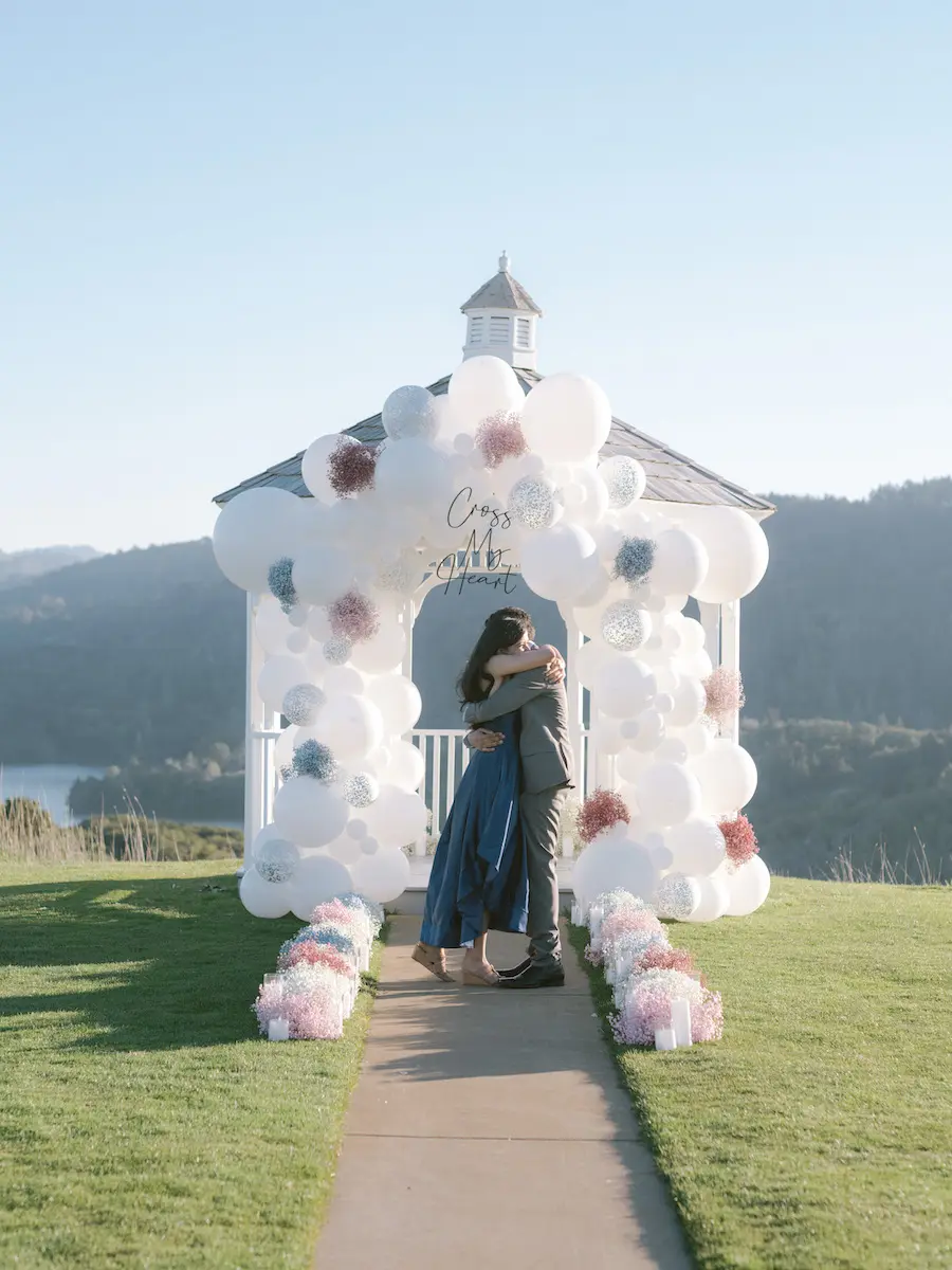 beautiful balloon gazebo proposal in San Francisco CA