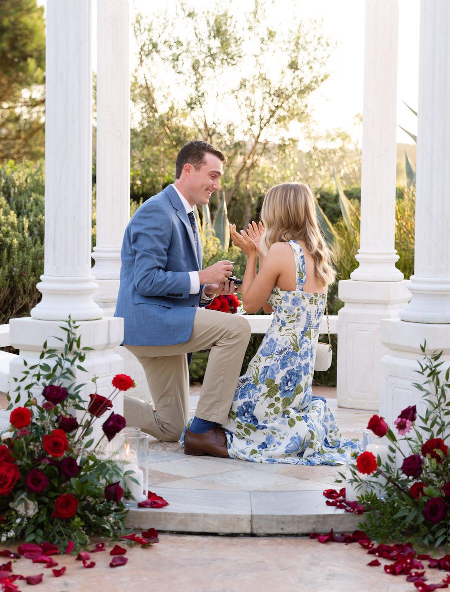 Heartfelt words as he is popping the question at this gorgeous gazebo proposal 