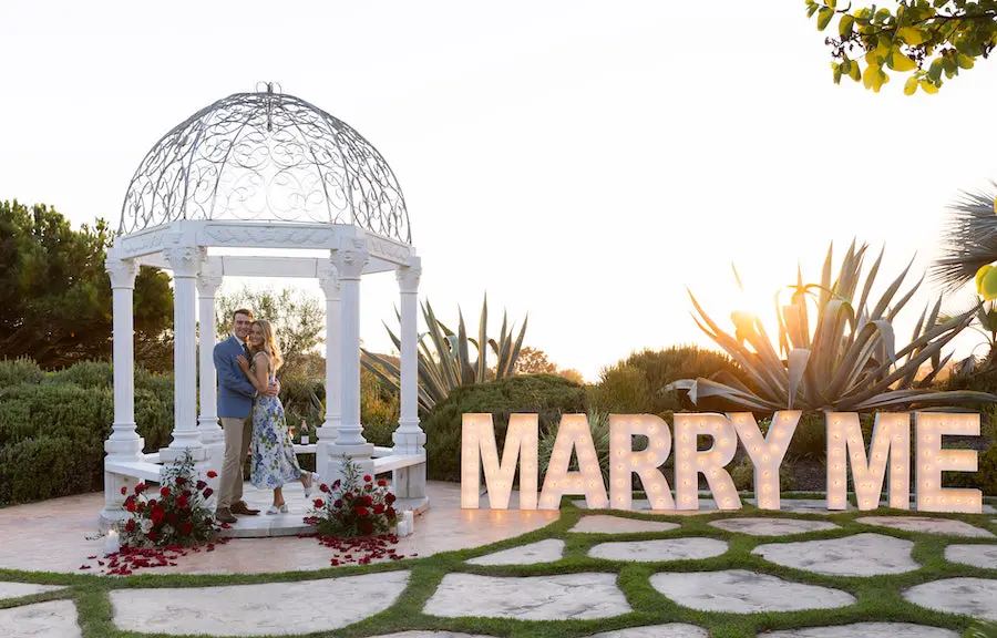 Marry Me sign highlighting this gorgeous California gazebo proposal