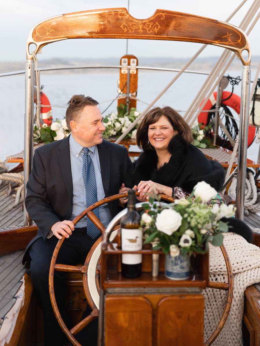 The couple was able to drive the sail boat themselves which made for an amazing romantic moment! 