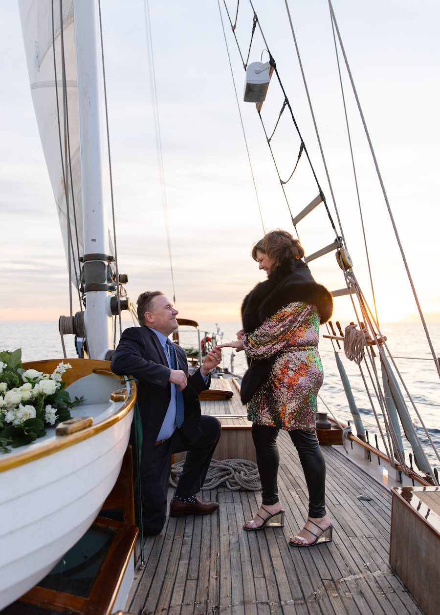 Stunning sunset sailboat proposal Dana Point California 