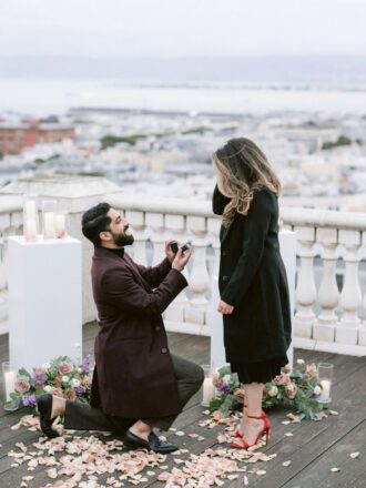 scenic rooftop proposal set up in san francisco by the yes girls