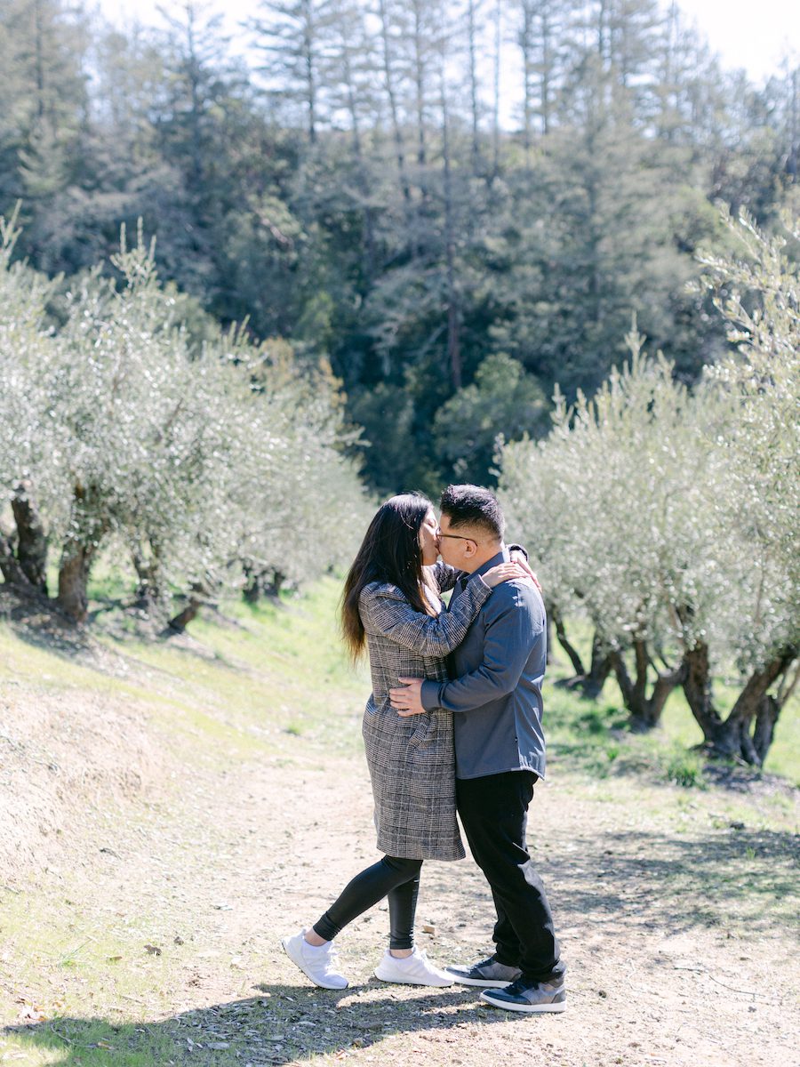Intimate Napa Valley Wine Tasting Proposal couple in the vineyards 