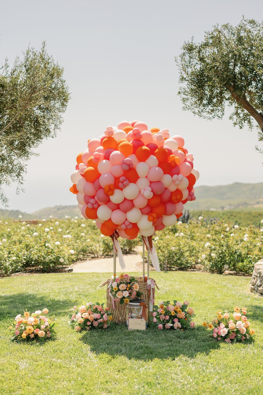 Hot air balloon inspired proposal in Malibu CA. The final hot air balloon where the proposal happened 