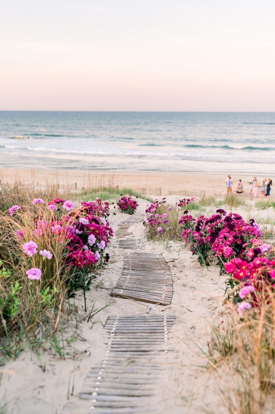 beach picnic beach picnic proposal purple proposal purple flower walkway flower boardwalk north carolina proposal north carolina beach