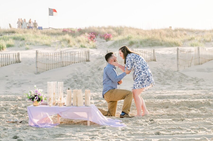 beach picnic beach picnic proposal purple proposal custom proposal custom picnic north carolina proposal north carolina beach down on one knee