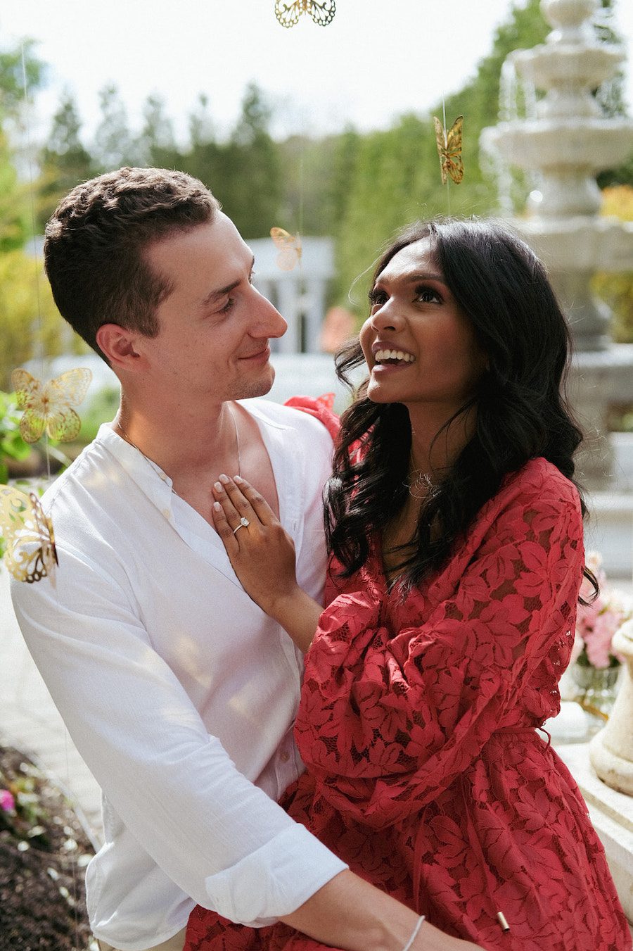 Butterfly details at this Stunning gazebo proposal in New Jersey, Taylor Swift "Love Story" theme