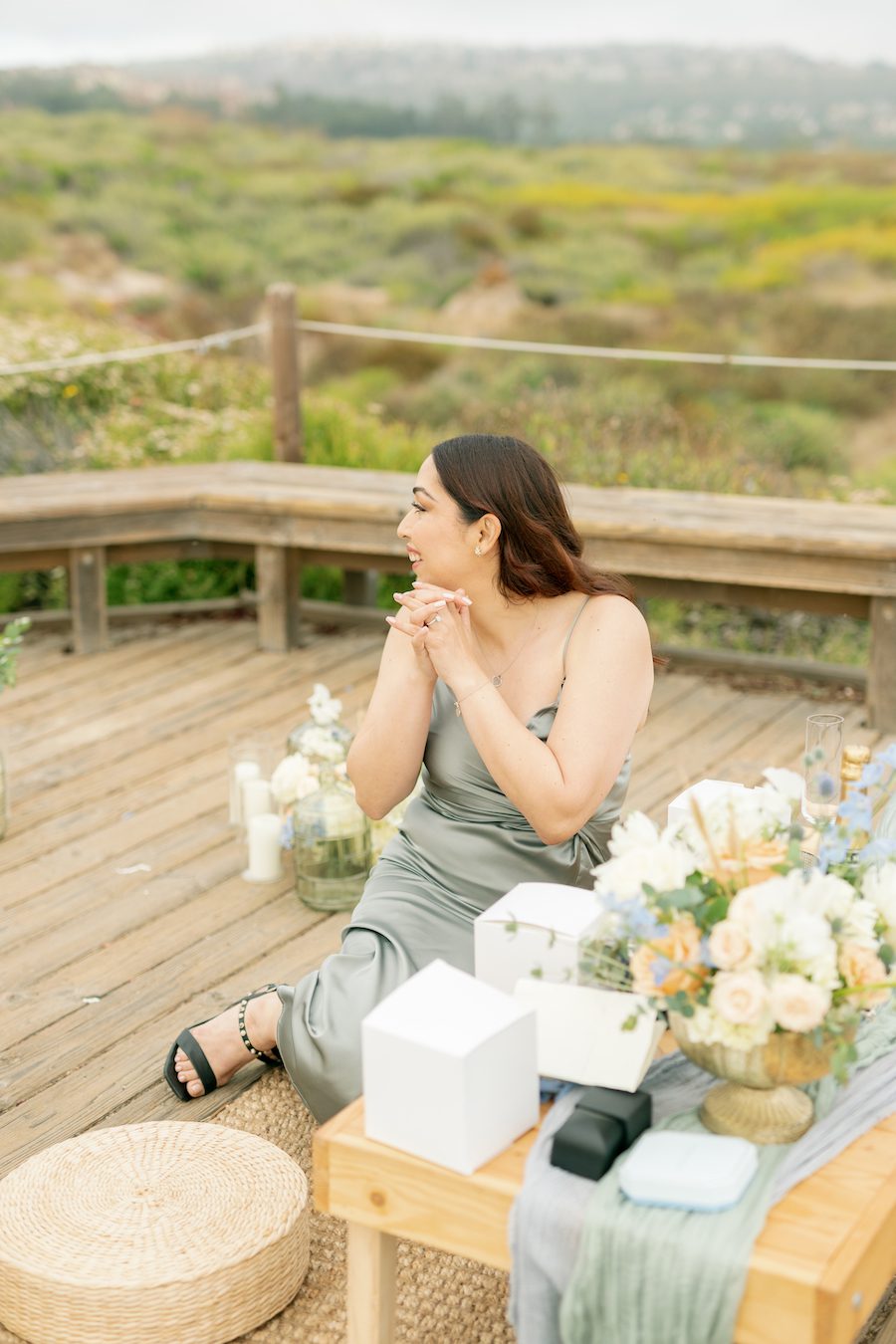 surprise reaction to goregous Picnic Proposal in OC California